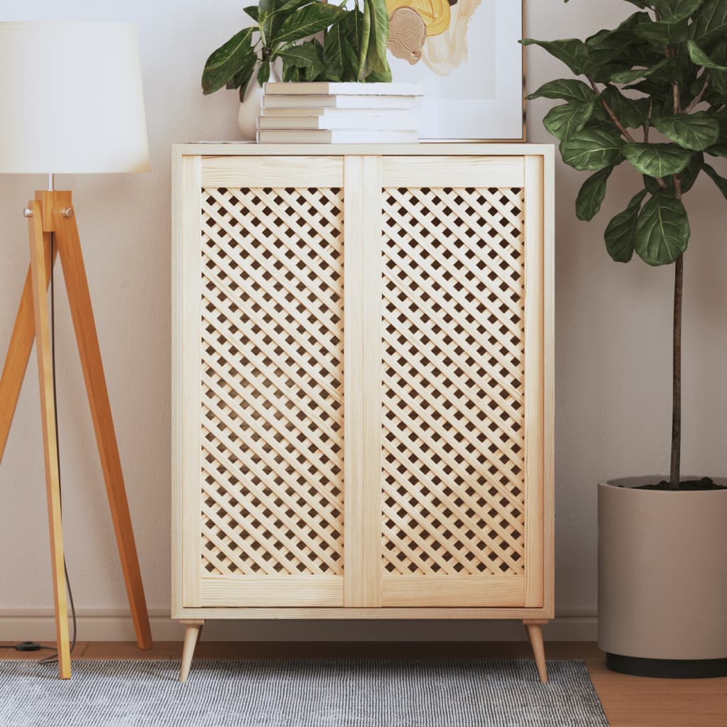 Puertas del gabinete Vidaxl con slat 2 pcs 39.5x99 cm de pino sólido