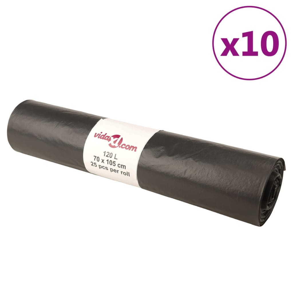 VidaXL sacs poubelles 250 pcs 120 l noir