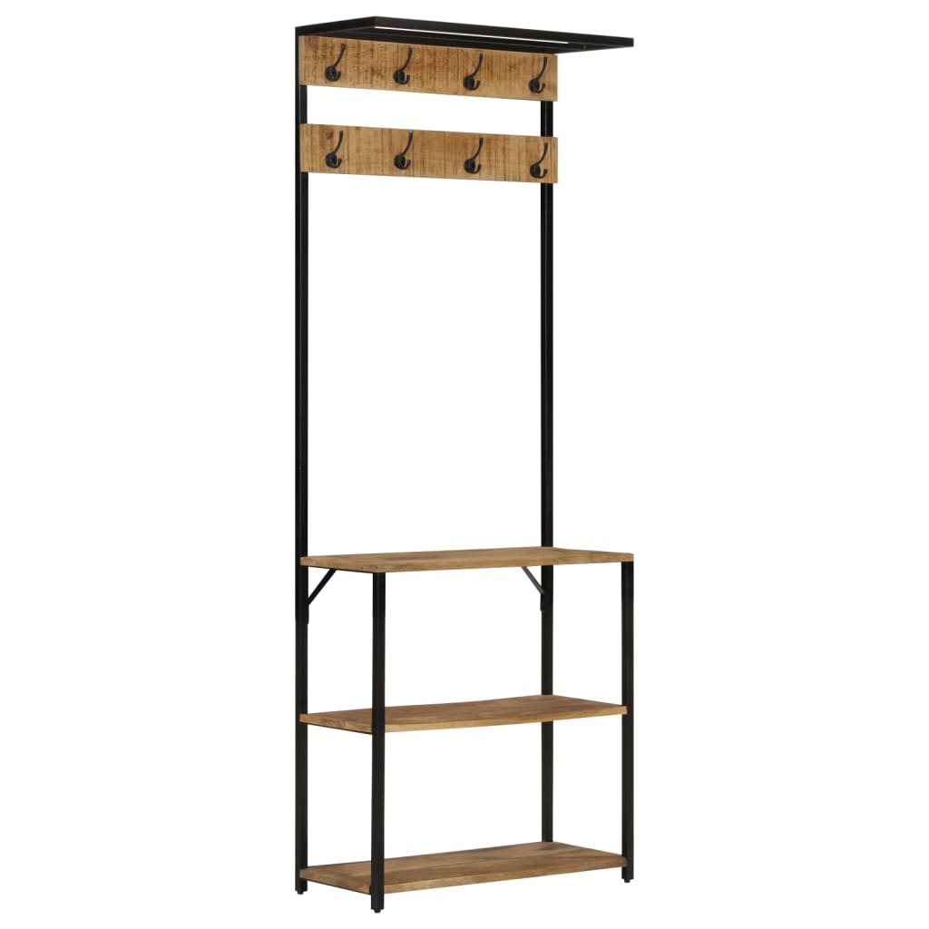 VidaXL portemanteau avec étagère à chaussures 68x30x182 cm bois de manguier brut massif