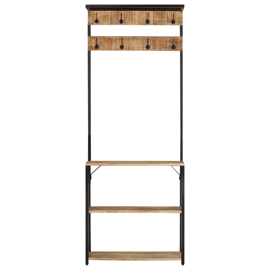 VidaXL portemanteau avec étagère à chaussures 68x30x182 cm bois de manguier brut massif