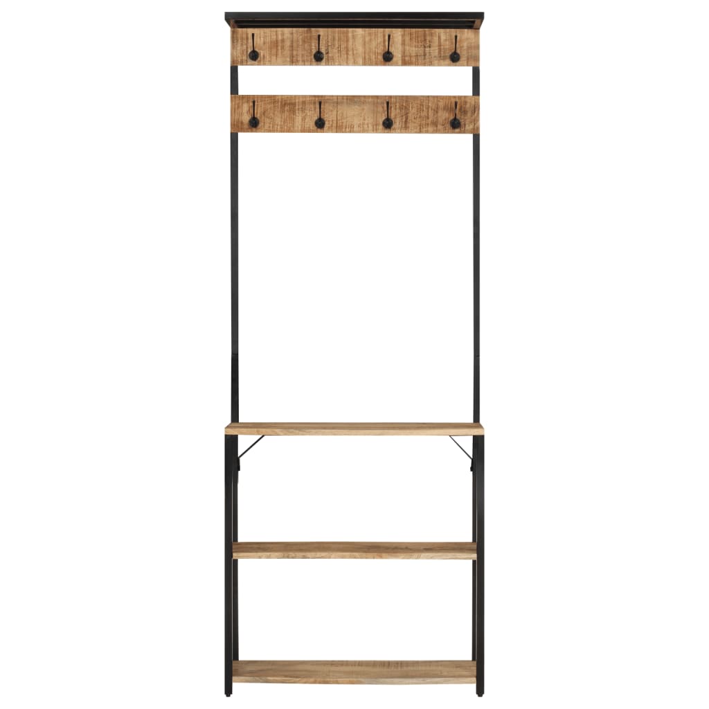 Bidaxl -kappställ med sko rack 68x30x182 cm solid grov mango trä