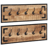Vidaxx porte-manteaux 2 pcs 80x8x25 cm bois de manguier massif brut