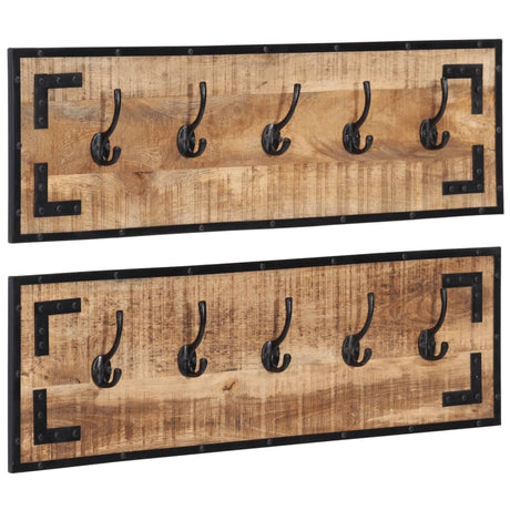 Vidaxx porte-manteaux 2 pcs 80x8x25 cm bois de manguier massif brut