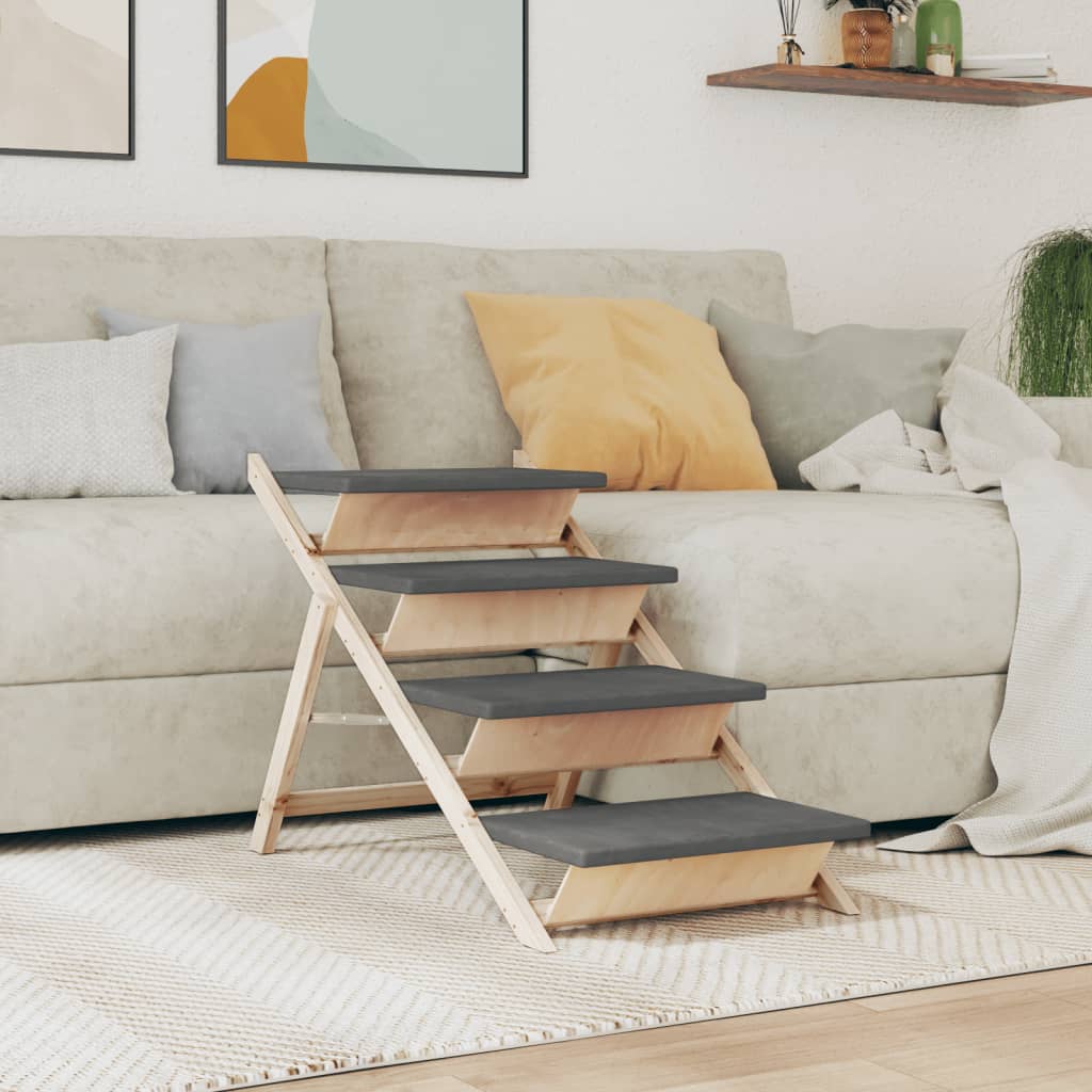 Vidaxl Dog Staircase 105x47 cm Gris de pin massif