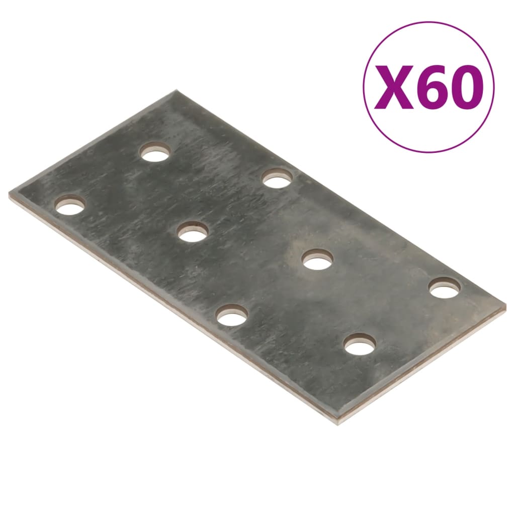 Plaques VidaXL perforées 60 pcs 2 mm 80x40 mm en acier galvanisé