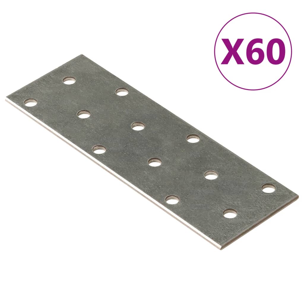 Vidaxl -plater perforert 60 stk 2 mm 120x40 mm galvanisert stål