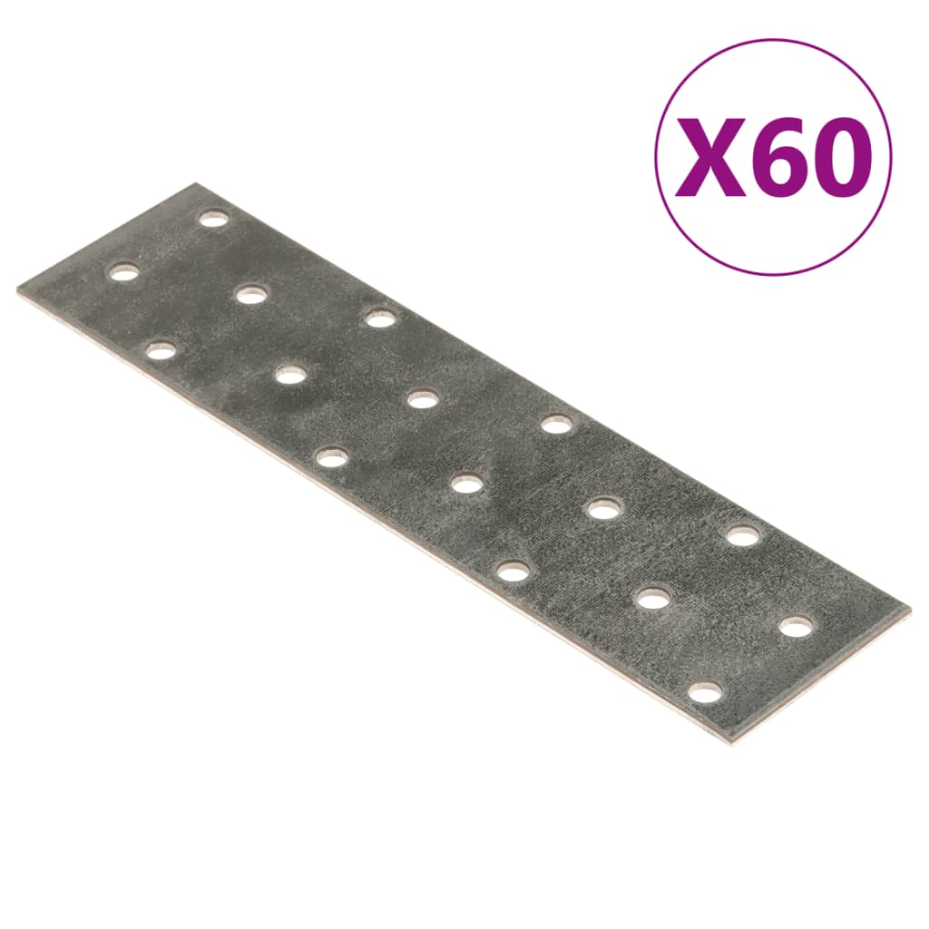 Vidaxl plošče perforirane 60 pcs 2 mm 160x40 mm pocinkano jeklo