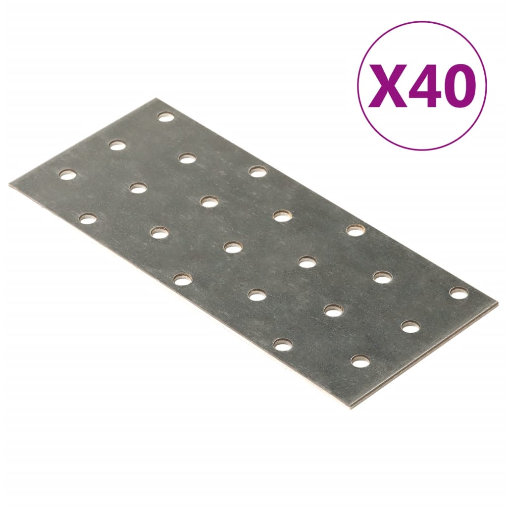 Plaques de vidaxl perforées 40 pcs 2 mm 140x60 mm en acier galvanisé