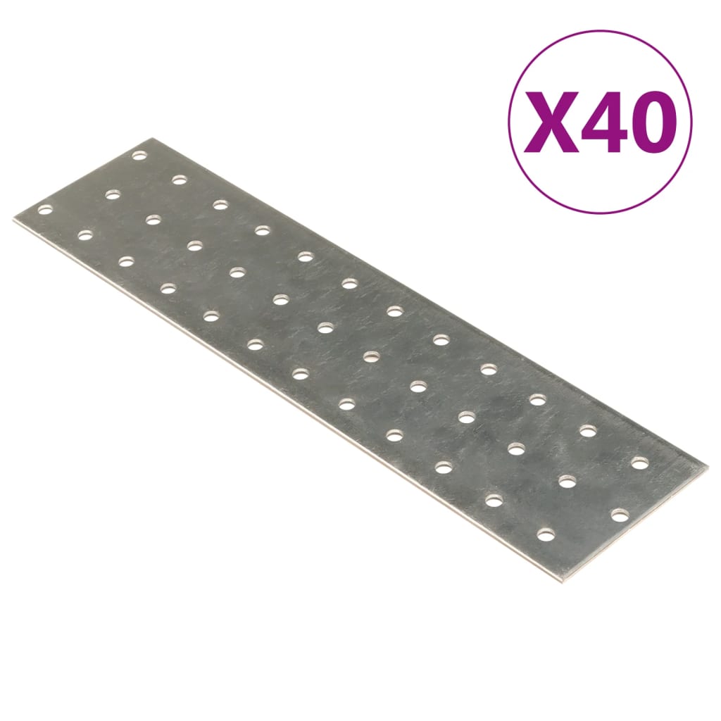 Vidaxl plošče perforirane 40 pcs 2 mm 240x60 mm pocinkano jeklo