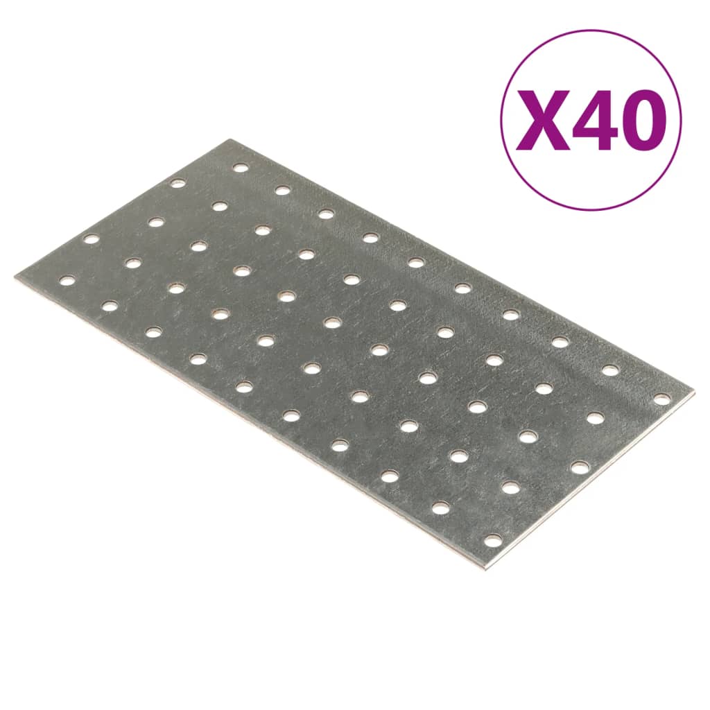 Vidaxl plates perforated 40 pcs 2 mm 200x100 mm galvanized steel