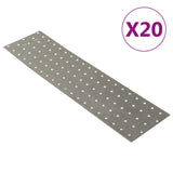 Piastre Vidaxl perforato 20 pezzi 2 mm 400x100 mm in acciaio zincato