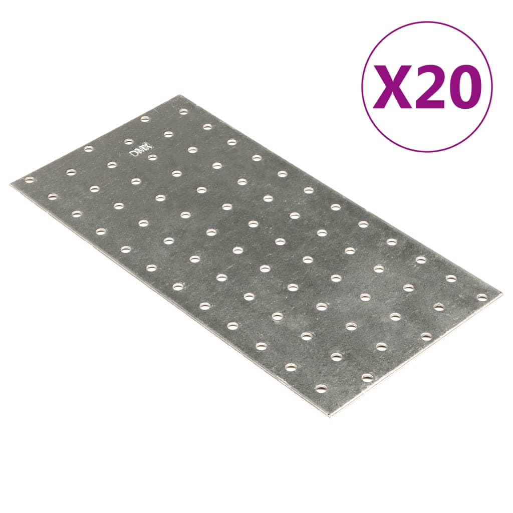 Vidaxl Platen perforéiert 20 PCs 2 mm 240x120 mm galvaniséiert Stol