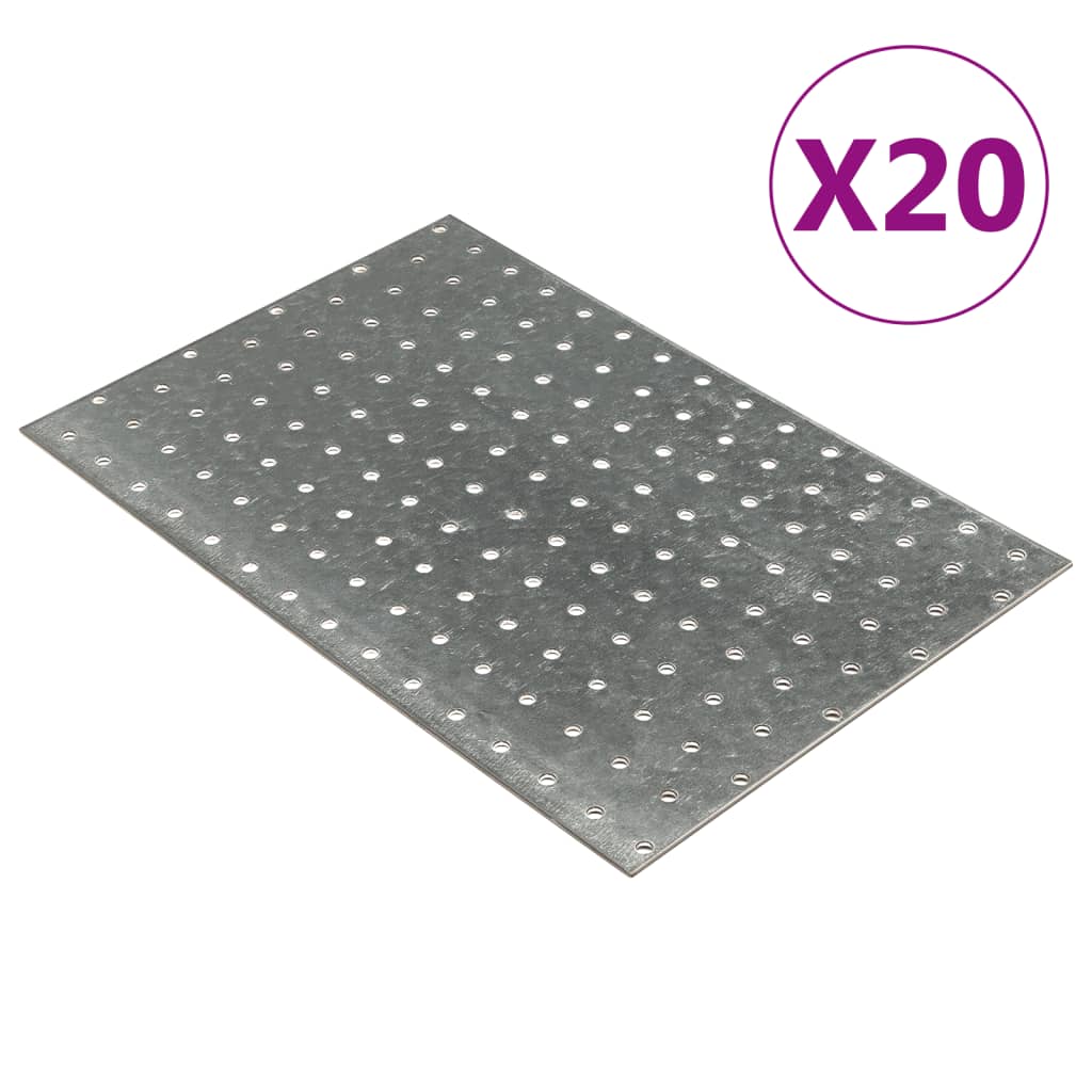 Vidaxl plošče perforirane 20 psov 2 mm 300x200 mm pocinkano jeklo