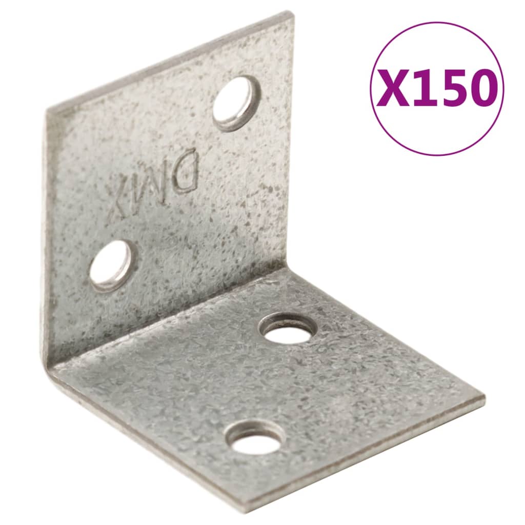 Brassets vidaxl hoek 150 pièces 30x25x30 mm en acier galvanisé de 2 mm d'épaisseur