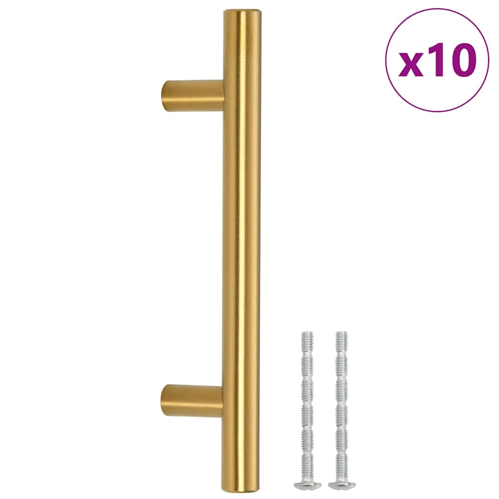 VidaXL Poignées 10 pcs 96 mm acier inoxydable doré