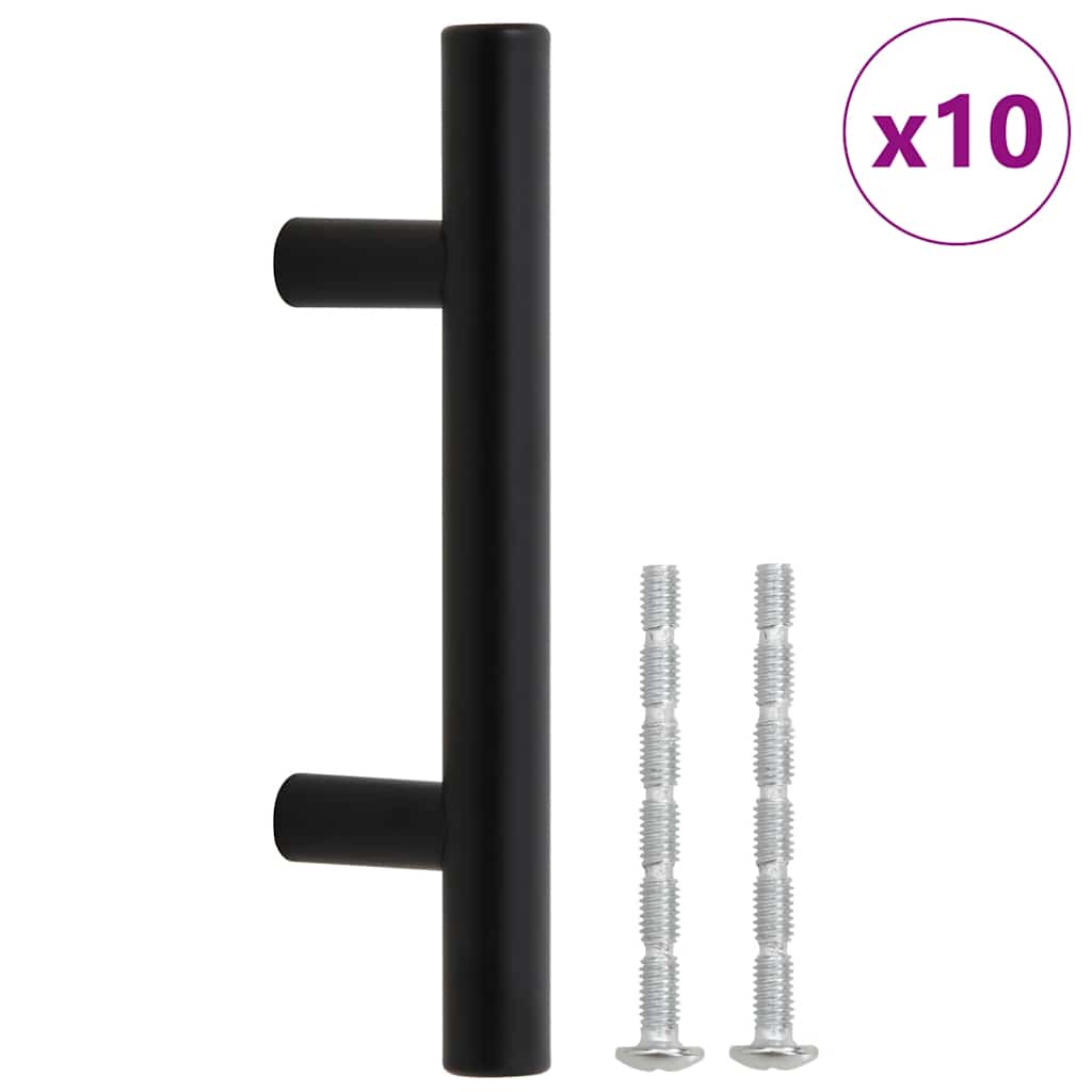 VidaXL Poignées 10 pcs 64 mm acier inoxydable noir