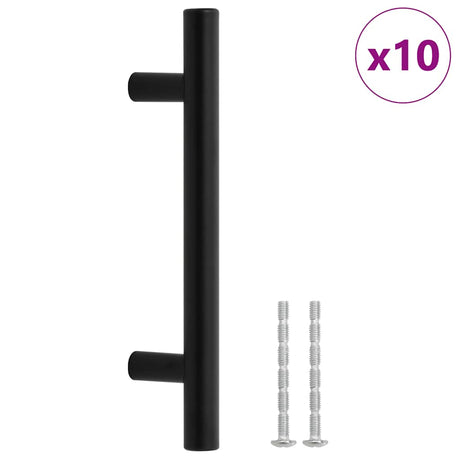 VidaXL poignées 10 pcs 96 mm acier inoxydable noir