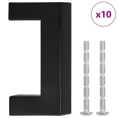 VidaXL poignées 10 pcs 64 mm acier inoxydable noir
