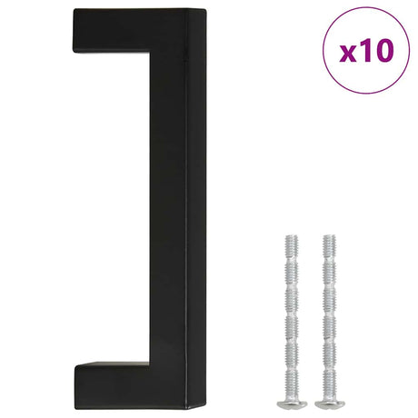 VidaXL poignées 10 pcs 96 mm acier inoxydable noir
