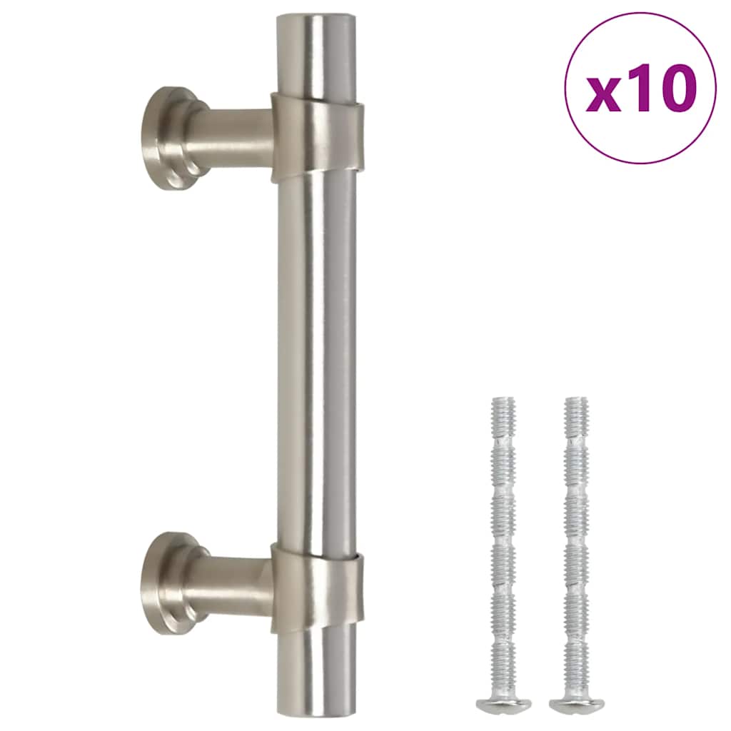 VidaXL poignées 10 pcs 64 mm acier inoxydable couleur argent