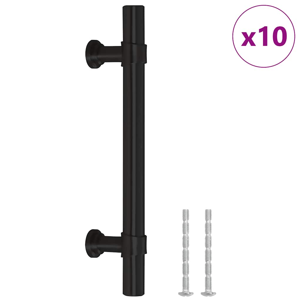 VidaXL poignées 10 pcs 96 mm acier inoxydable noir