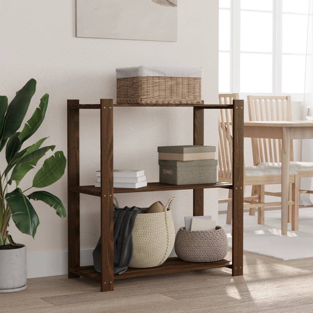 Vidaxl Storage Rack 3-lags 80x38x90 cm Solid fyrretræbrun