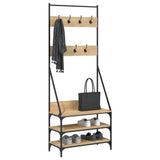 Bidaxl klädstativ med sko rack 72x34x184 cm sonoma ek färgad