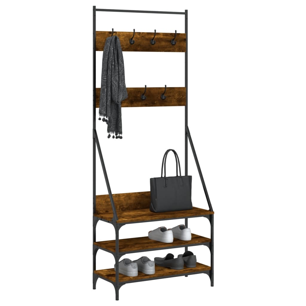 Vidaxl tøjstativ med sko rack 72x34x184 cm røget eg farvet