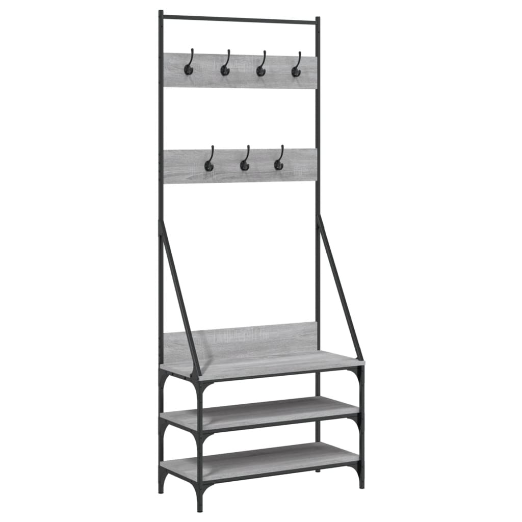 Vidaxl Relling Rack con zapatero 72x34x184 CM Color de roble de Sonoma Gris