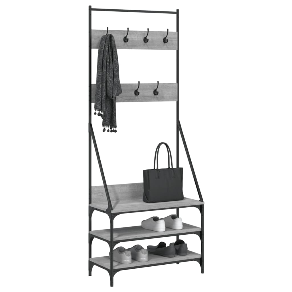 Vidaxl Relling Rack con zapatero 72x34x184 CM Color de roble de Sonoma Gris