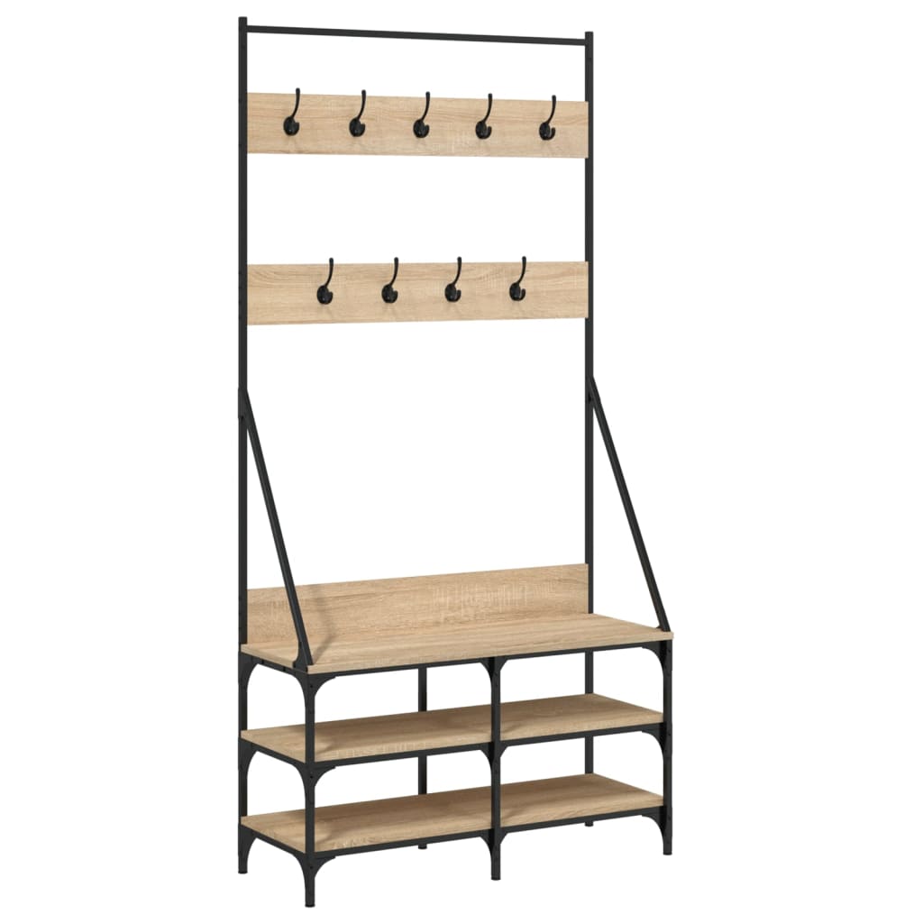 Bidaxl klädstativ med sko rack 90x34x184 cm sonoma ekfärgad