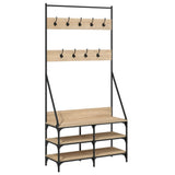 Vidaxl klær rack med skobrekk 90x34x184 cm sonoma eik farget