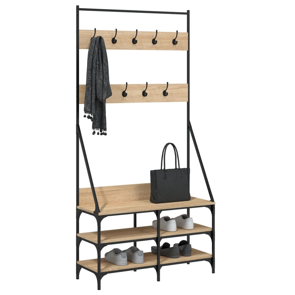 Vidaxl Kleedung Rack mat Schong Rack 90x34x18 cm Sonoma Oakfaarf