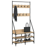 Vidaxl tøjstativ med sko rack 90x34x184 cm sonoma eg farvet