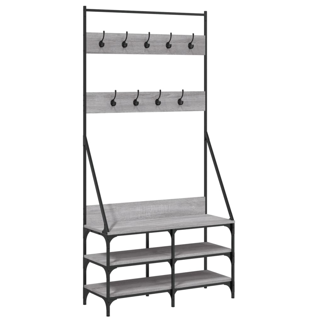 Vidaxl Kleedung Rack mat Schong Rack 90x34x184 cm Grey Sonome Faarf