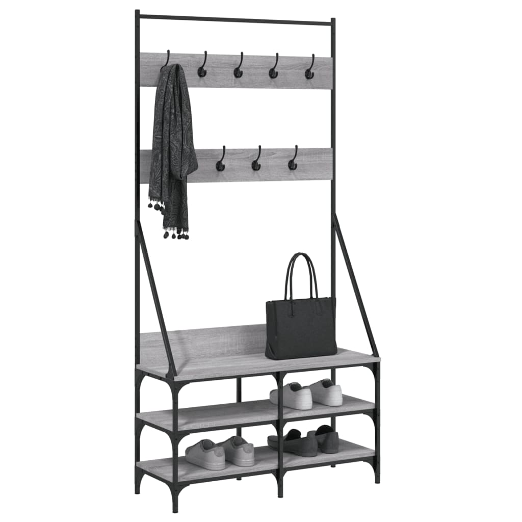 Vidaxl Clothing rack with shoe rack 90x34x184 cm gray Sonoma oak color