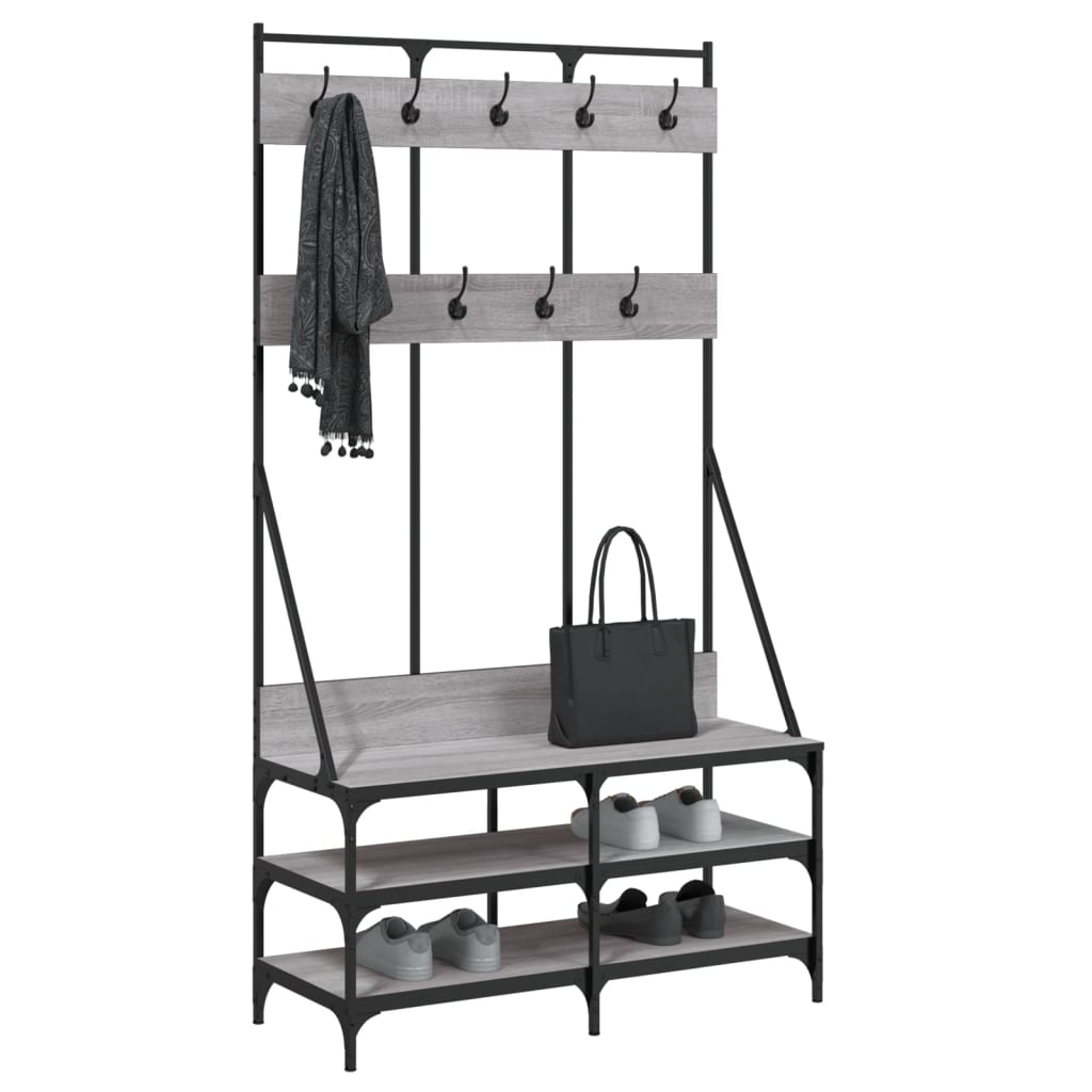 Vidaxl Relling Rack con zapatero 100x40x184cm Color de roble de Sonoma gris