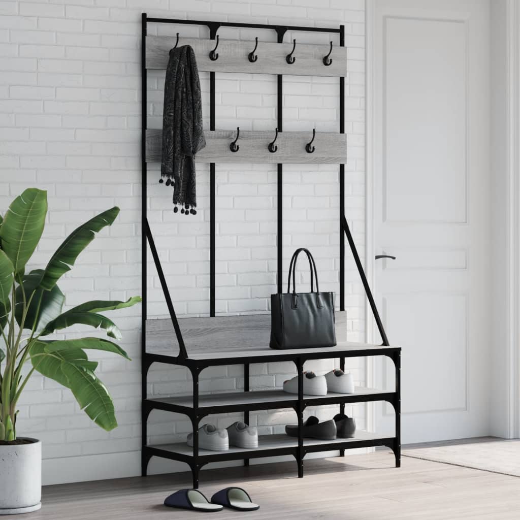 Vidaxl klädhylla med sko rack 100x40x184cm grå sonoma ekfärg