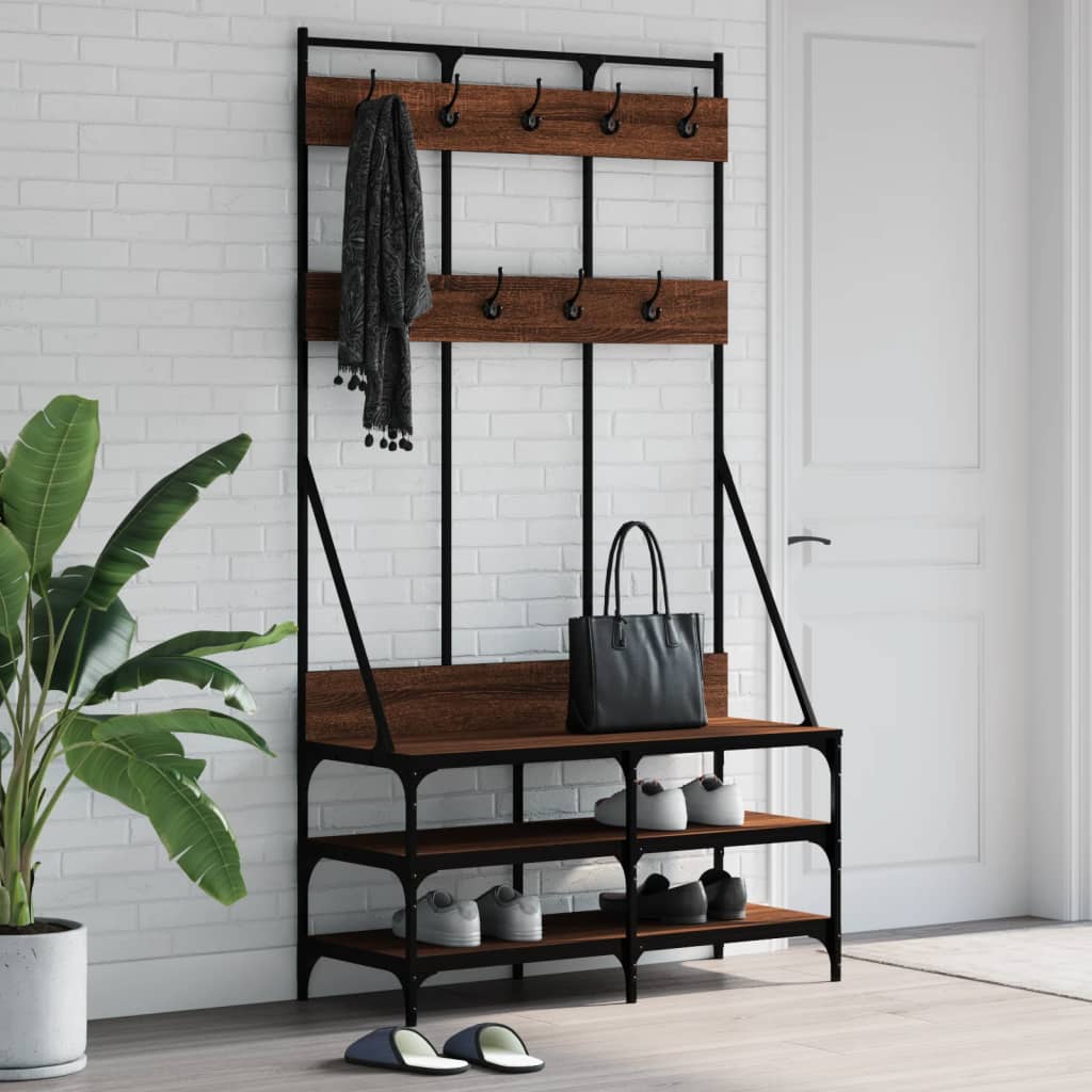 Vidaxx portant à vêtements avec étagère à chaussures 100x40x184 cm couleur chêne marron