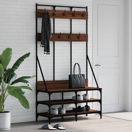 Vidaxx portant à vêtements avec étagère à chaussures 100x40x184 cm couleur chêne marron