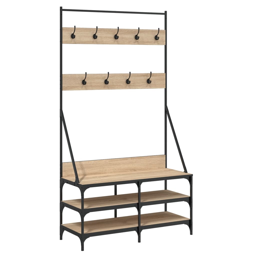 Vidaxl klær rack med skobrekk 100x40x184 cm sonoma eik farget