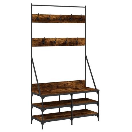 VidaXL portant à vêtements avec étagère à chaussures 100x40x184 cm chêne fumé