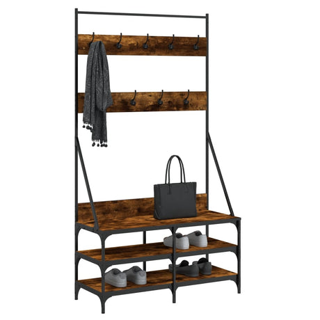 VidaXL portant à vêtements avec étagère à chaussures 100x40x184 cm chêne fumé