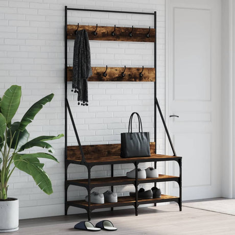VidaXL portant à vêtements avec étagère à chaussures 100x40x184 cm chêne fumé