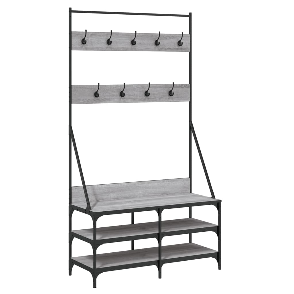 Vidaxl klädhylla med sko rack 100x40x184cm grå sonoma ekfärg