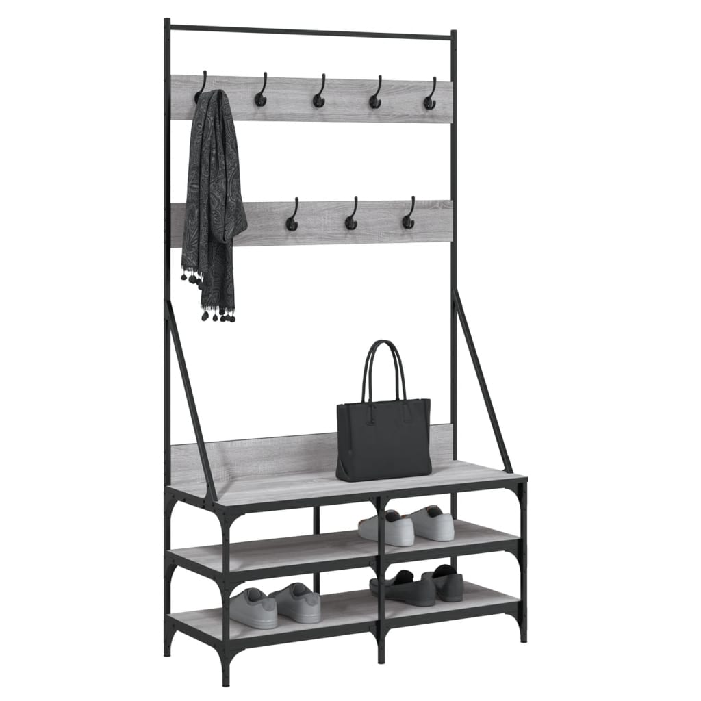 Vidaxl Relling Rack con zapatero 100x40x184cm Color de roble de Sonoma gris