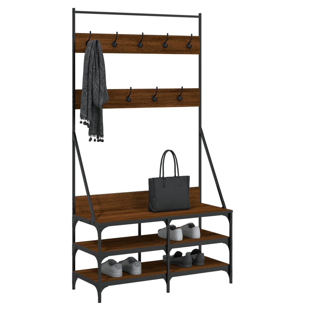 Vidaxl tøjstativ med sko rack 100x40x184 cm brun eg farve