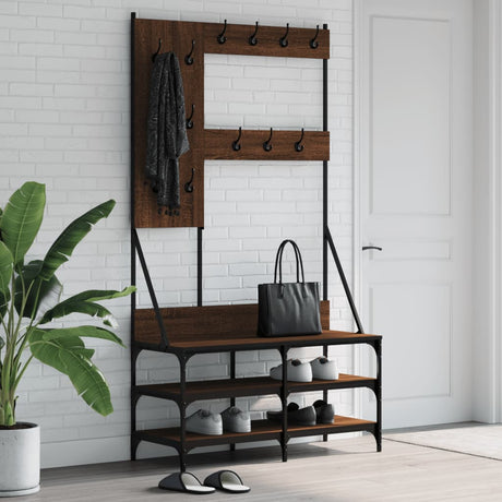 Vidaxx portant à vêtements avec étagère à chaussures 100x40x184 cm couleur chêne marron