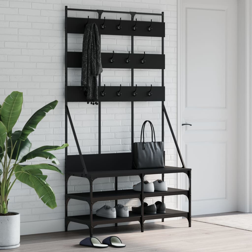 Bidaxl klädstativ med sko rack 100x40x184 cm svart