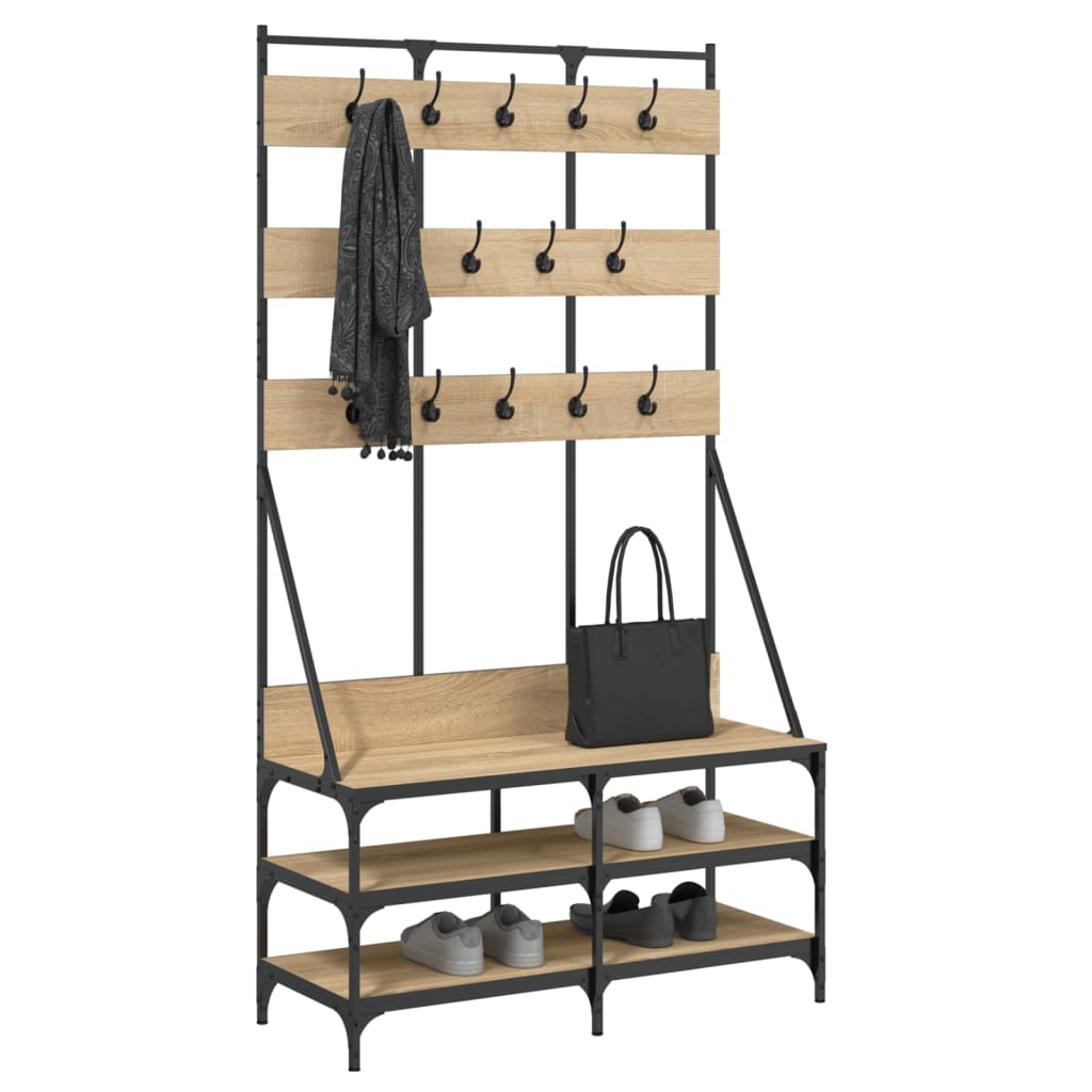 Vidaxl klær rack med skobrekk 100x40x184 cm sonoma eik farget